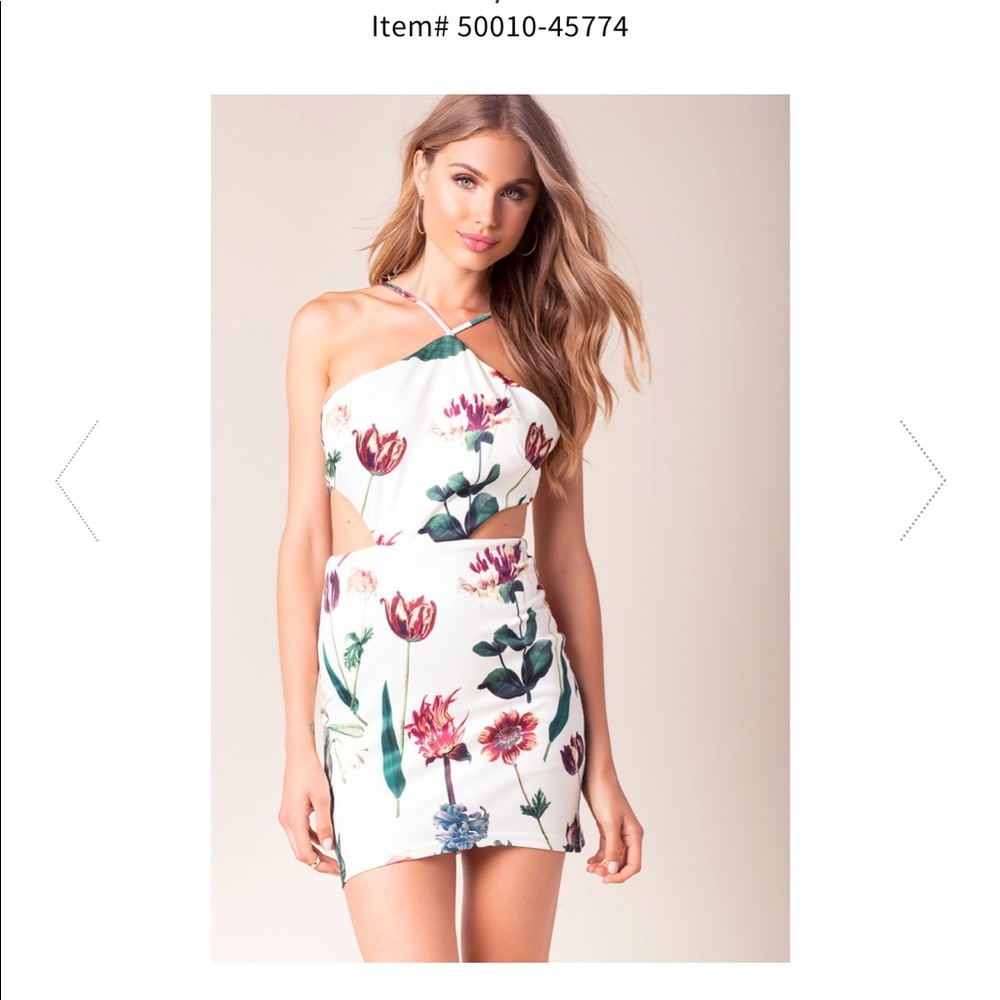 BLUE color floral bodycon dress